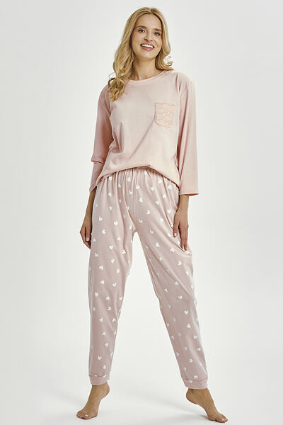 Dámské pyžamo srdíčka růžové